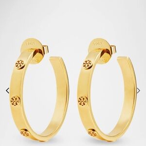 Tory Burch • Icon Gold Miller T Gold Hoop Chunky Earrings NEW $170